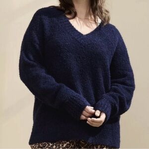 NWT Aerie Teddy Boucle Sweater Navy sz XXL Cloud Soft Oversized Cozy and Plush